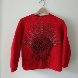 Vintage red wool sweater L